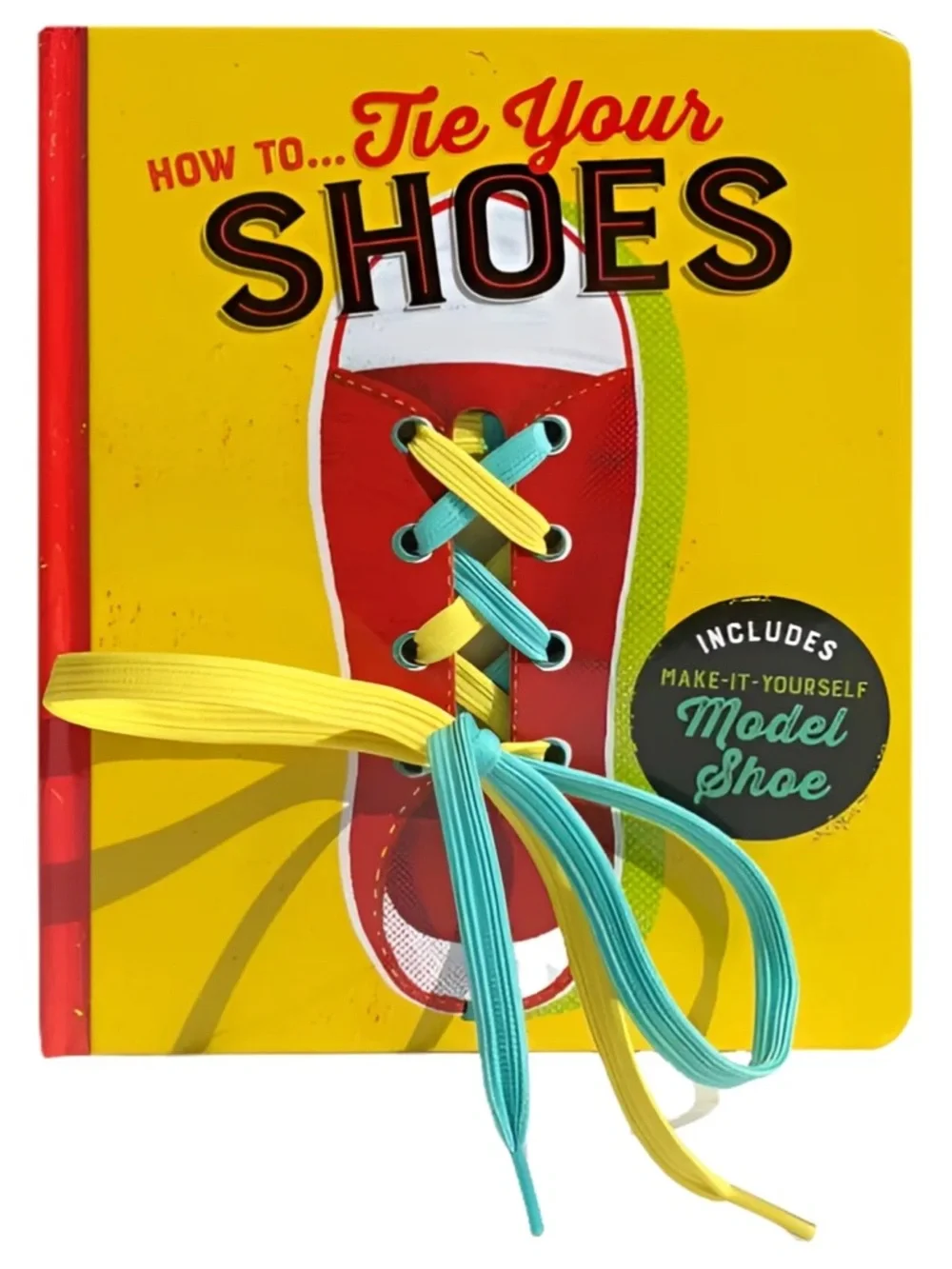 How to Tie Your Shoes Kids Learning Book with Yellow and Teal Laces